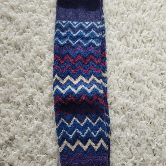 Over The Knee Socks Wool Chevron Stripe Long Boot Socks Boot Socks Blue - Picture 7 of 9